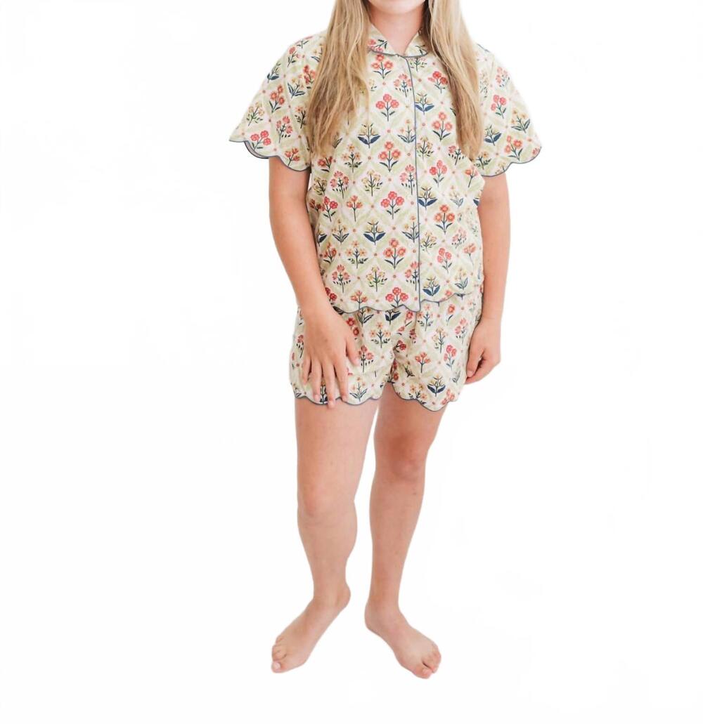 NEW HEART OF GRACE henley pajama short set in meadow